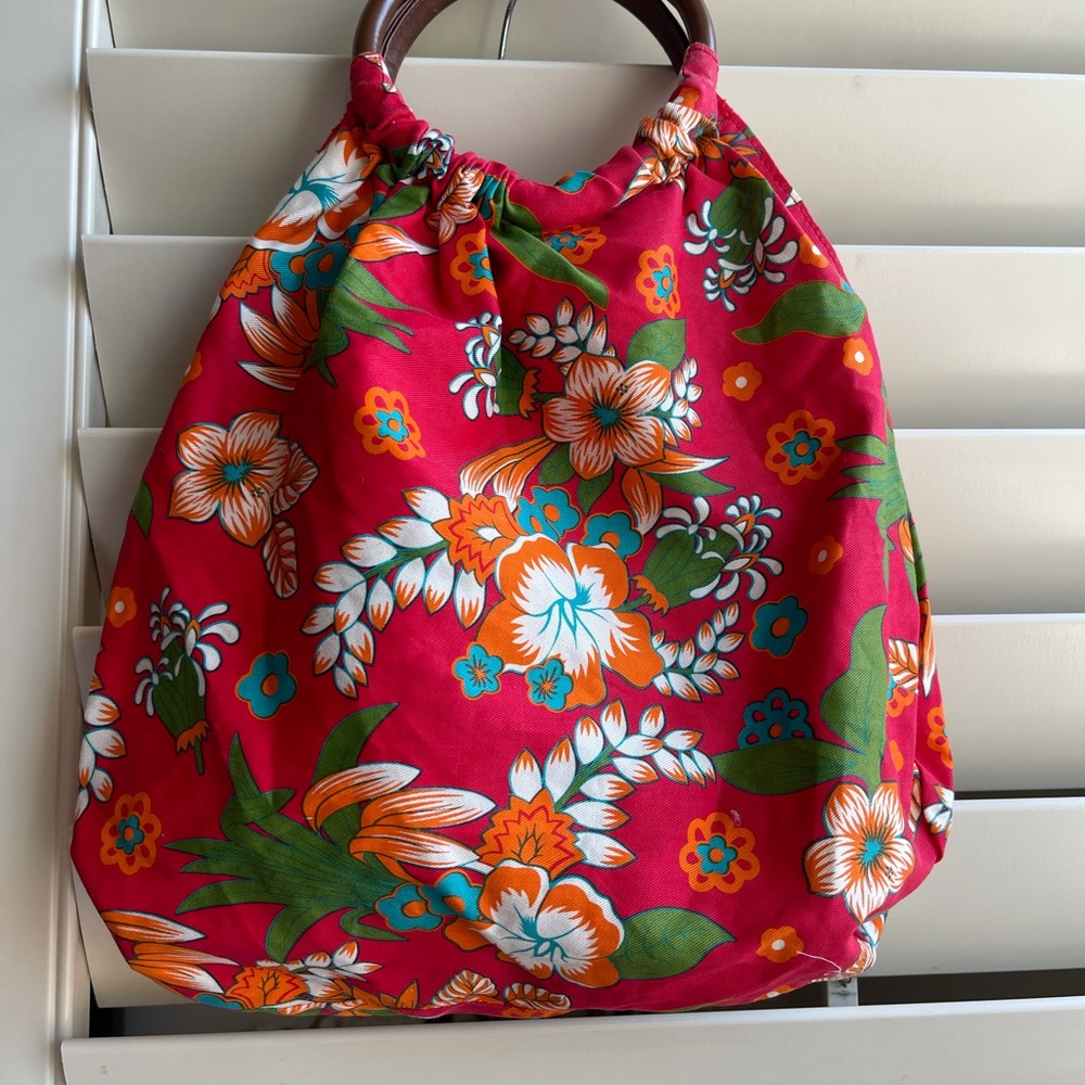 Doble view reversible summer purse Hawaiian fabric